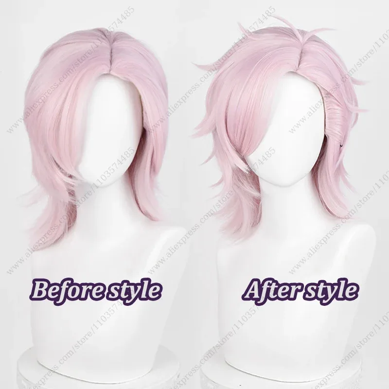 2025 11 أنيمي ميتسوكي كيريو شعر مستعار تأثيري 32 سنتيمتر/40 سنتيمتر الوردي قصيرة مقاومة للحرارة الشعر الاصطناعية