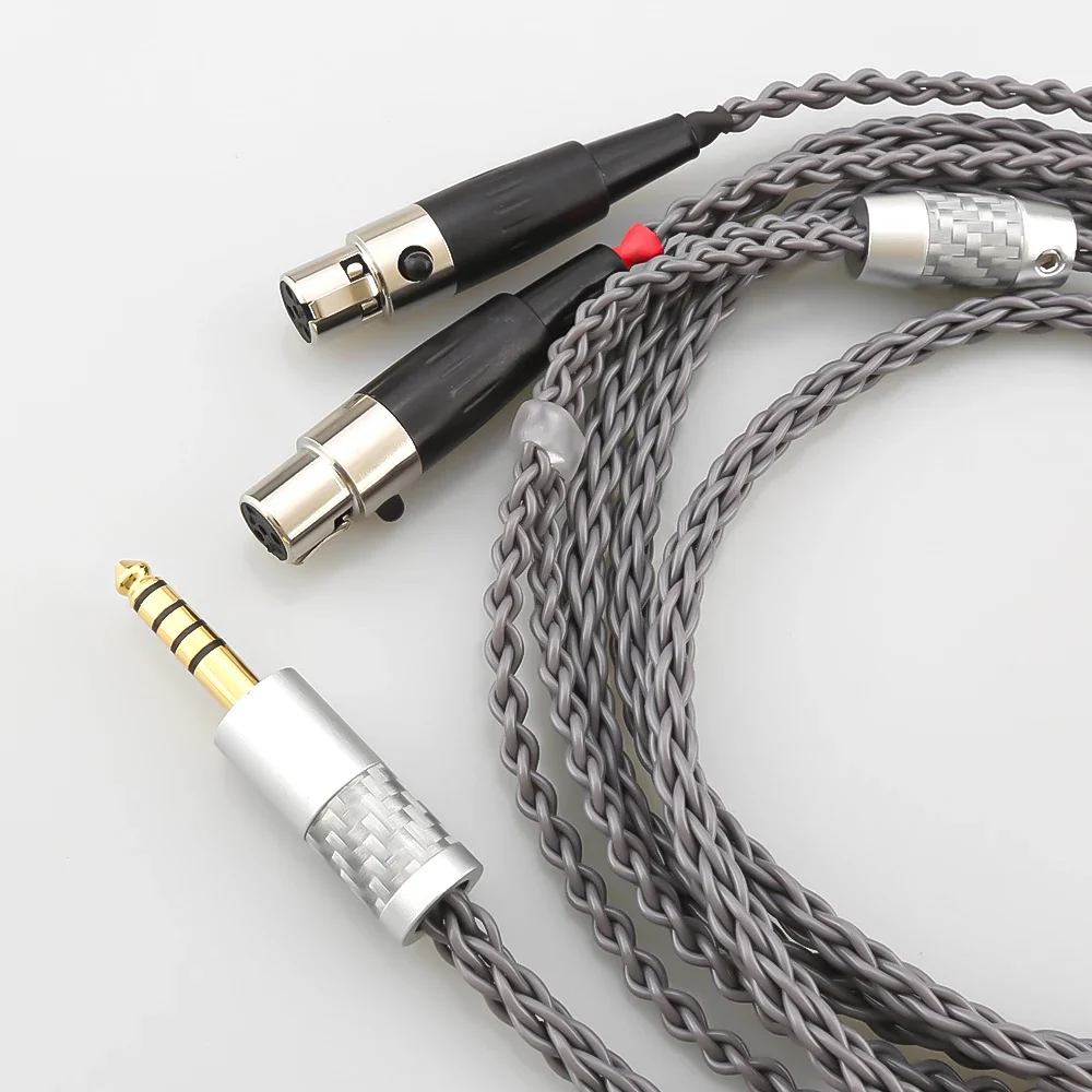 8 núcleos de alta fidelidade 4pin upoc 2.5 4.4mm xlr balanceado fone de ouvido cabo atualização banhado a prata para audeze lcd 3 LCD-2 lcd2 LCD-4