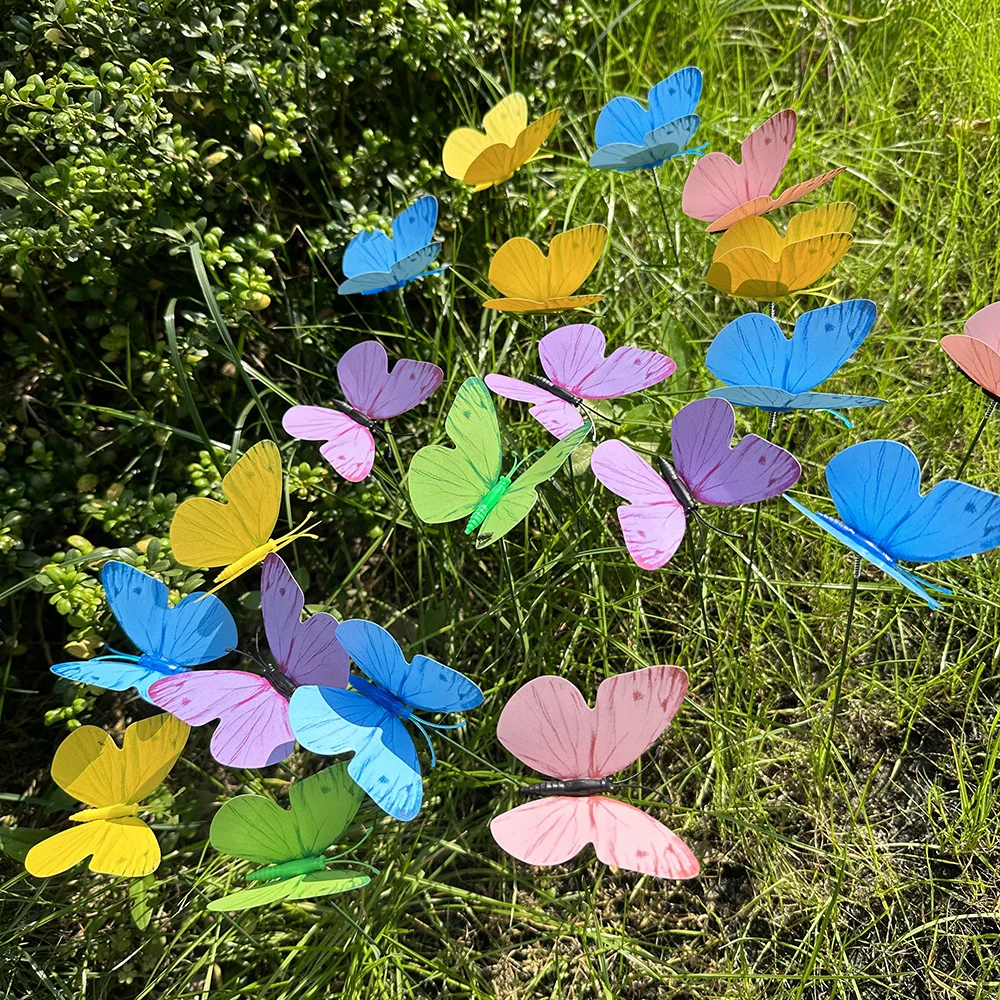 10/20PCS Butterflies Garden Yard Planter Colorful Butterfly Stakes Decoracion Outdoor Decor Flower Pots Party Wedding Supplies