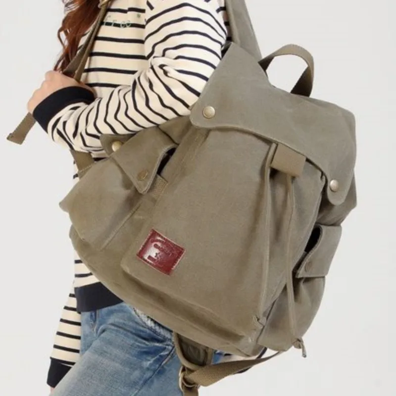 

Korean Vintage Canvas Backpack Women Drawstring Casual Large Capacity Rucksack Men Travel Lightweight Student Mochilas Mujer New