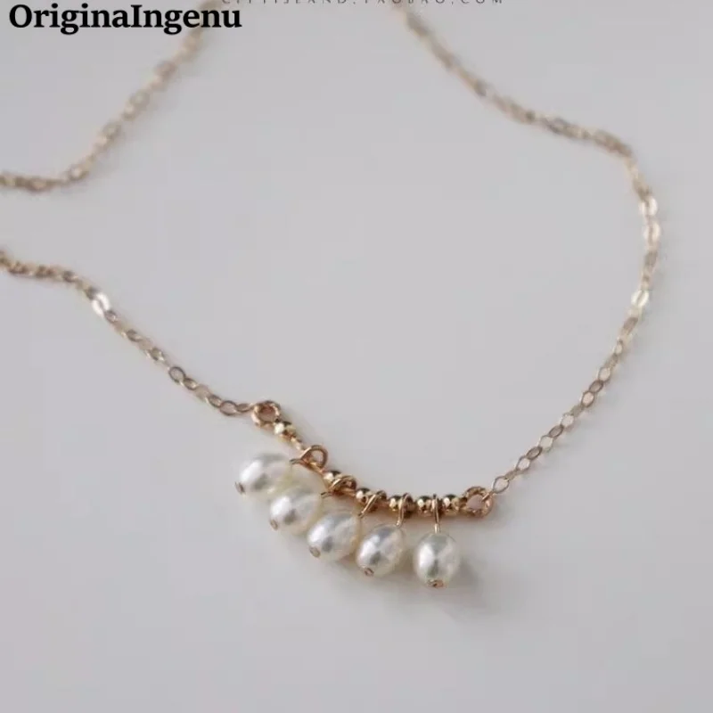 

Personalized Organic Pearl Necklace Handmade 14K Gold Filled Jewelry Tarnish Resistant Pendants Jewelry for Women