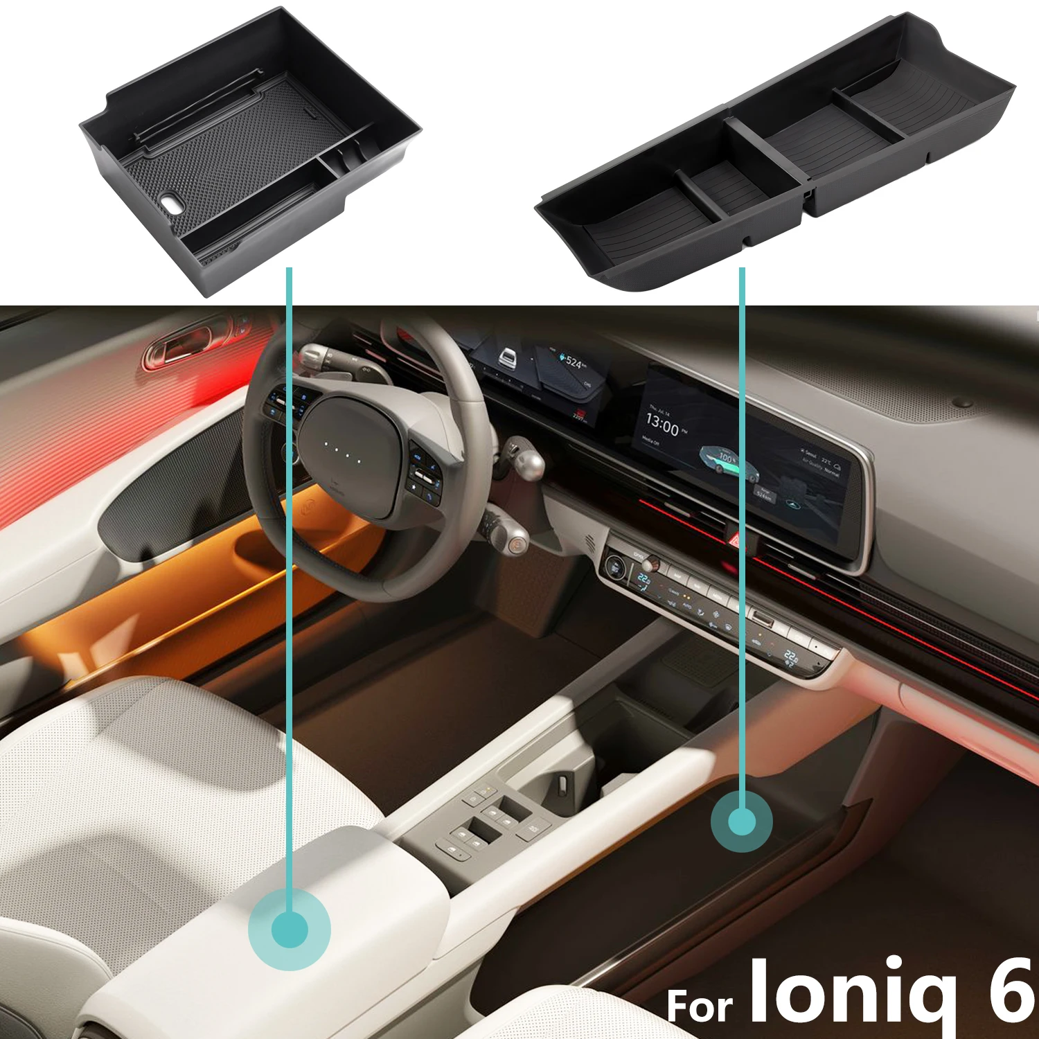 

For Hyundai Ioniq 6 2023 2024 2025 Lower Center Console Storage Box Car Armrest Storage Box for ioniq 6 Interior Accessories