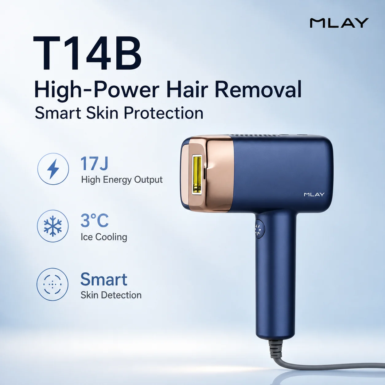 T14A Upgraded Version,Ice Cooling IPL Hair Removal Device with Smart Skin Tone Detection,Detachable Lamp Head,Home Use,T14B