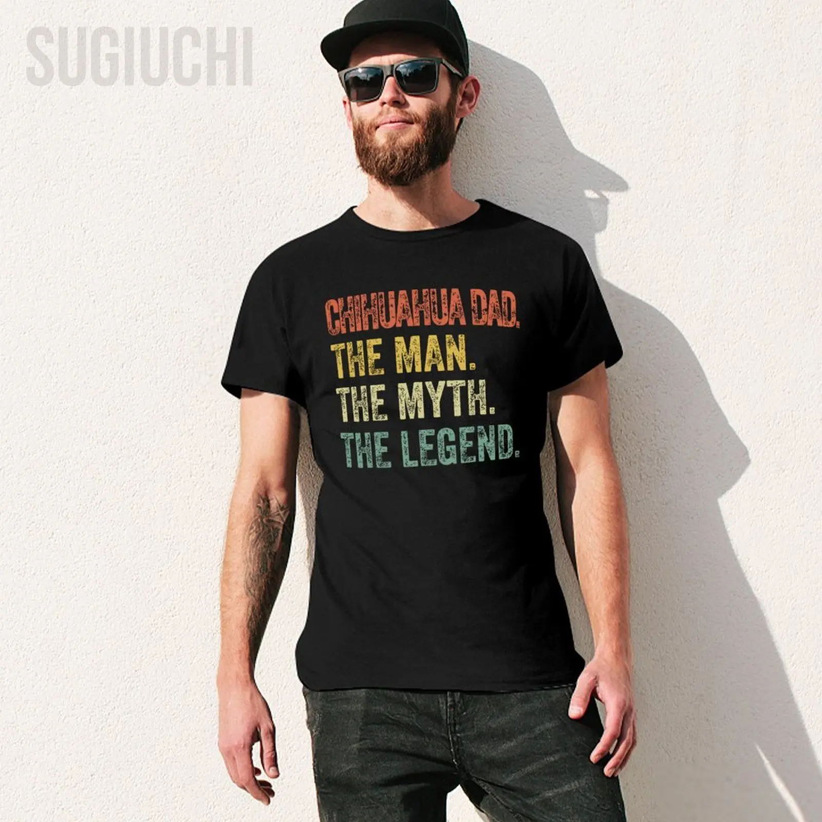 Unisex Men Vintage Chihuahua Dad The Man Myth Legend Dog Lover Tshirt Tees T Shirts Women Boys 100% Cotton T-Shirt