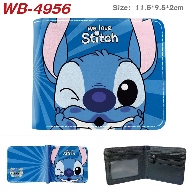 Kawaii Stitch Angel Anime LiloStitch Figure Stampa di cartoni animati Anime Piccolo portafoglio in PU Borsa per carte Portamonete Coppia per bambini Regalo di Natale