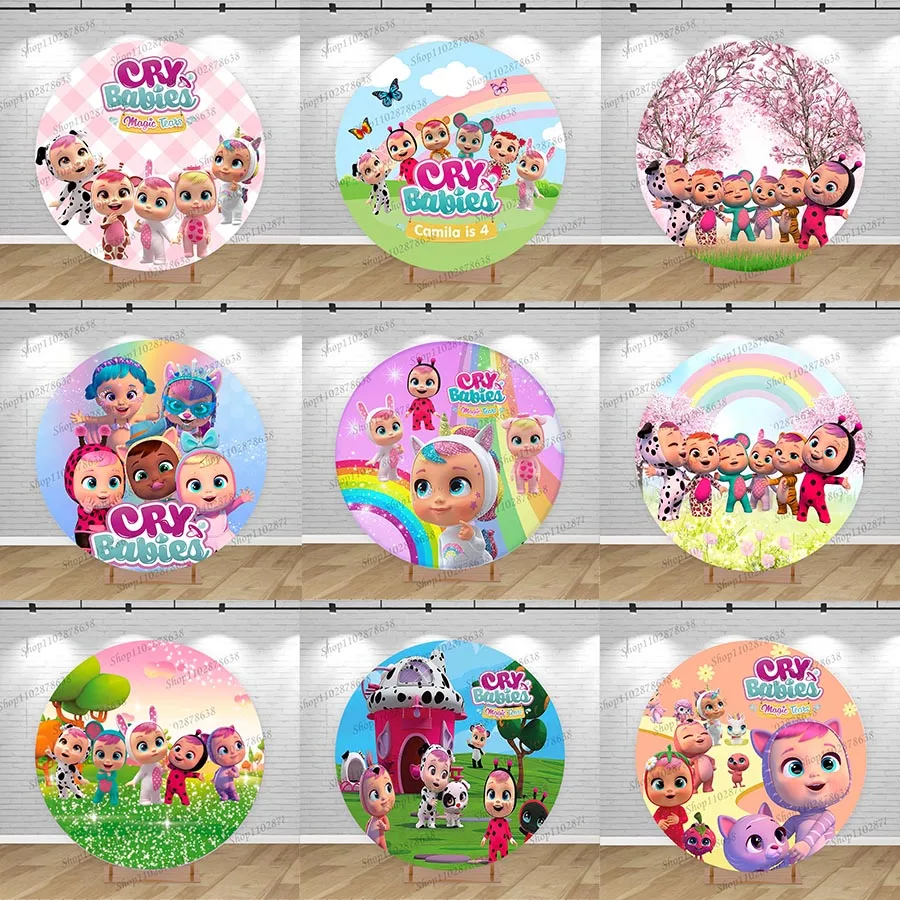 Fondo Redondo Personalizado Cry Babies Magic Tears, Cubierta Circular Cry Babies Magic Tears, Decoración para Fiesta de Cumpleaños Infantil