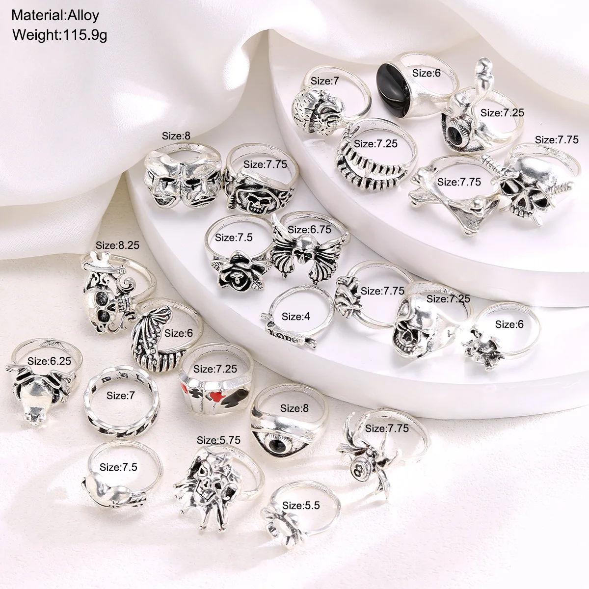 24 Adet Vintage Geometrik Dese - Vintage Punk Knuckle Rings Set incelemesi ve fiyatı