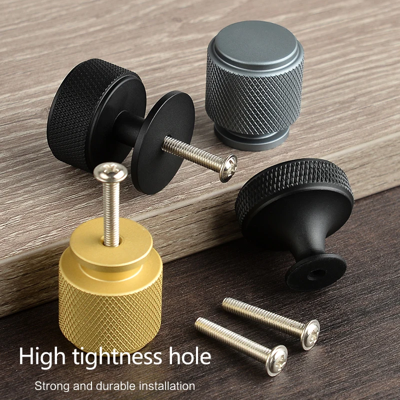 drawer handles simple American-style black single-hole aluminum alloy pulls for wardrobe and cupboard door knobs