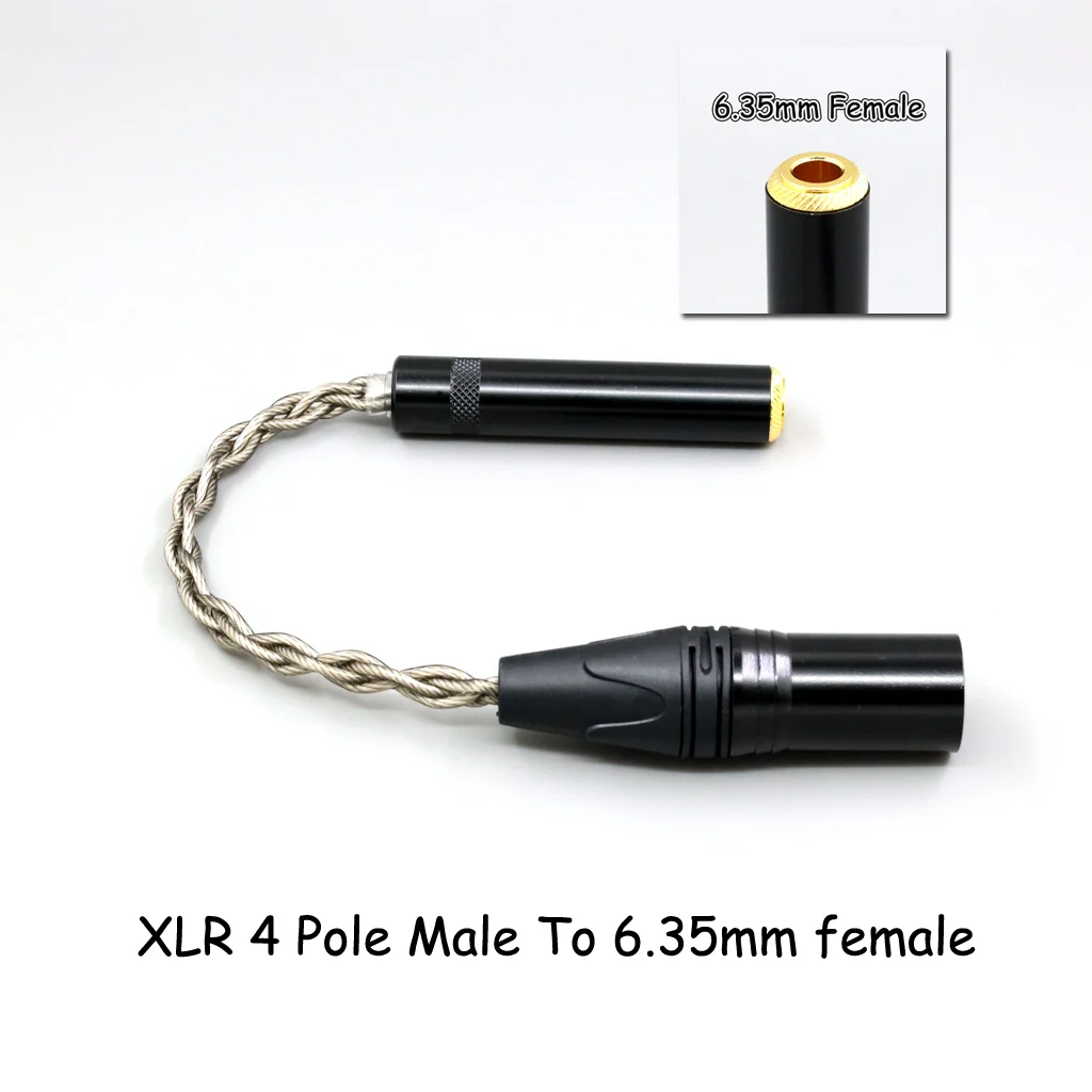 99 % reines Silber + Graphen versilbertes Schild-Kopfhörerkabel für 4,4 mm, 3,5 mm, 2,5 mm XLR 6,35 mm Stecker auf Buchse, Adapter-Konverter – Detail 10