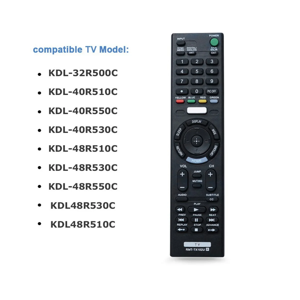 Best Smart Tv Remote Control For Sony Rmt-Tx102U For Rmt-Tx100D Rmt-Tx101J Rmt-Tx101D Rmt-Tx100E Rmt-Tx101E Rmt-Tx200