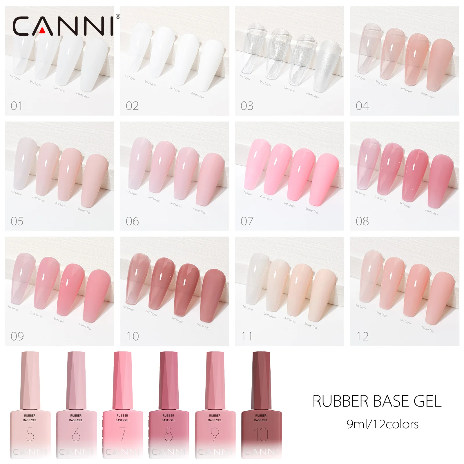 6/12 Stück CANNI Gel Kit Nagellack TPOHEMA FREE Quick Builder UVConstruction Gel Farbe Gummibasis Halbtransparentes Gelee-Gel-Set – Detail 1