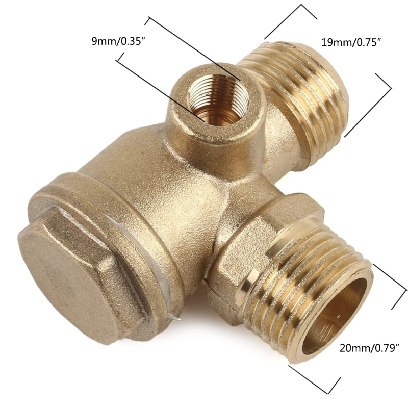Industrial Grade 3-Way Check Valves Male Thread 3-Way Brass Air Compressor Check