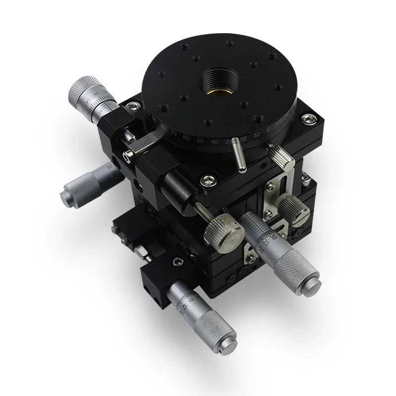 

XYZRG60 многоосевое сочетание четырех направлениях Поворотная платформа Ручной направляющий направляющий стол для точной настройки LTP60-L-2 Нагрузка: 29,4 Н (3 кгс)