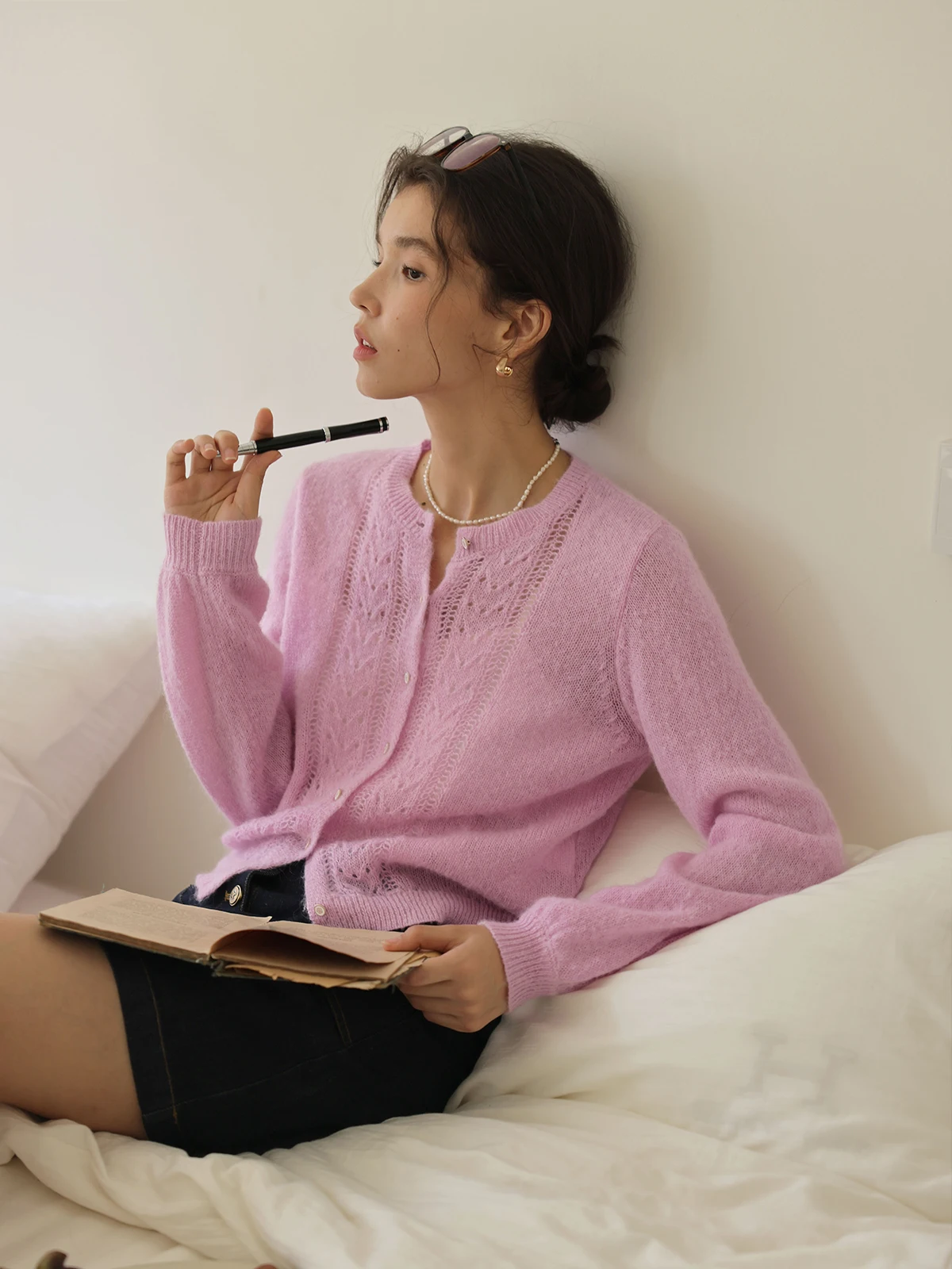 

Solighter Vintage Camere Lightweight Open Cardigan Women's Knitted Top Elegance Sle Autumn New Arrival Pure Color Commute...