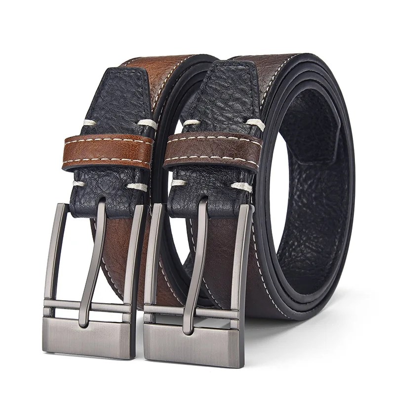 

Модный мужской ремень из искусственной кожи с пряжкой из сплава, классический стиль, повседневный деловой новый универсальный ремень