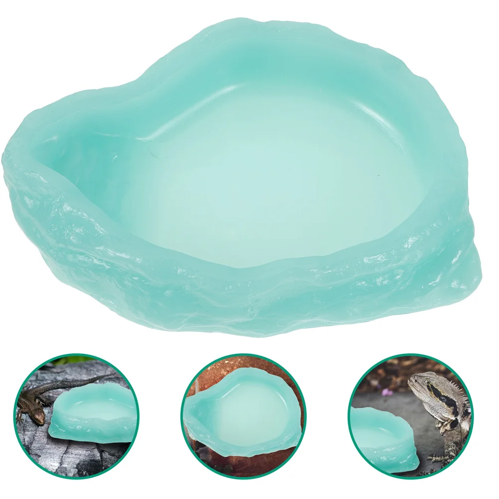 

2pcs Glow In Dark Reptile Food Bowl Resin Luminous Feeding Dish For Terrarium Water Container Pet Supply Crawling Feeder Plate