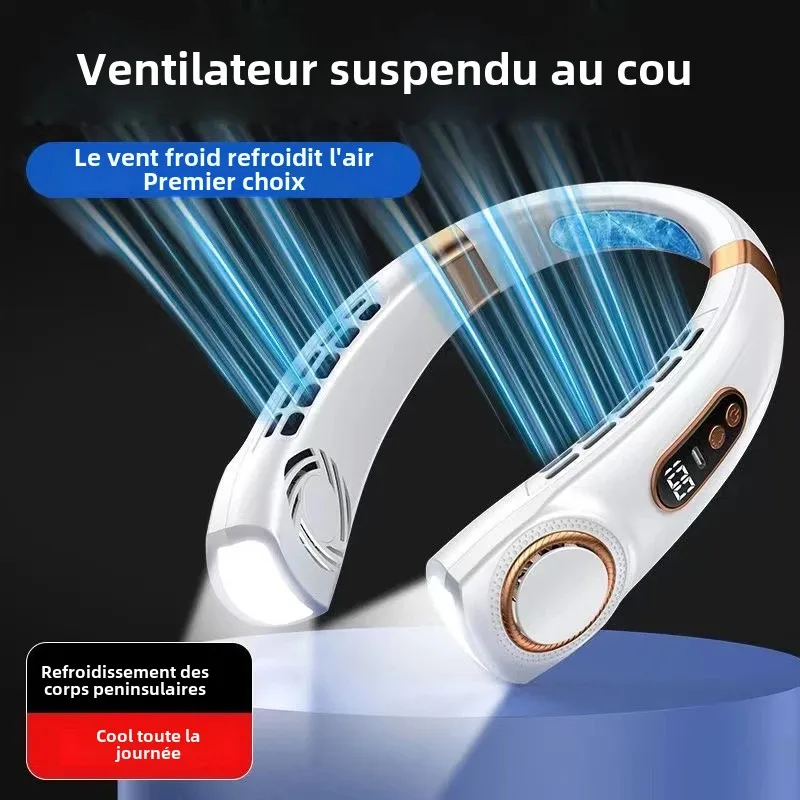 JKUOO Ventilateur de cou rechargeable, ventilateur portable personnel à piles, ventilateur de refroidissement de cou USB portable mains libres pour intérieur et extérieur