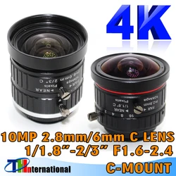 10MP 2.8mm 6mm C Mount Lens Manual Iris Manual Focus F1.6/F2.4 1/1.8