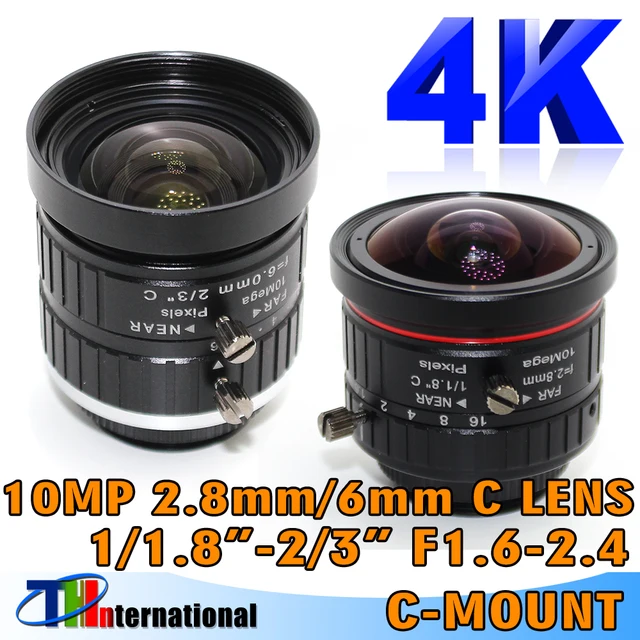 Obiektyw 10MP 2,8 mm 6 mm z mocowaniem C Ręczna przysłona Ręczne ustawianie ostrości F1,6/F2,4 Format obrazu 1/1,8" i 2/3" Obiektyw przemysłowej kamery bezpieczeństwa