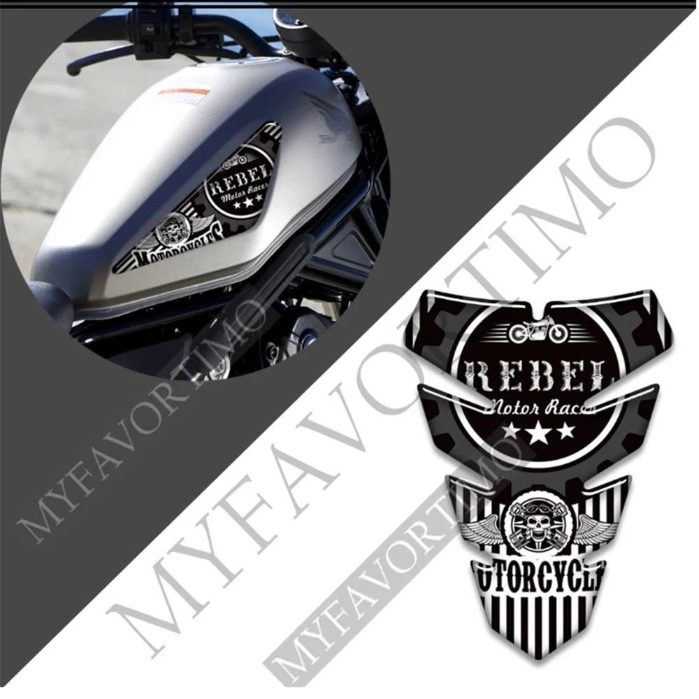 Gas Fuel Oil Kit Knee Tank Pad Stickers Decal Emblem Logo Protection For HONDA REBEL CM CMX 125 250 300 500 CMX500 CMX300