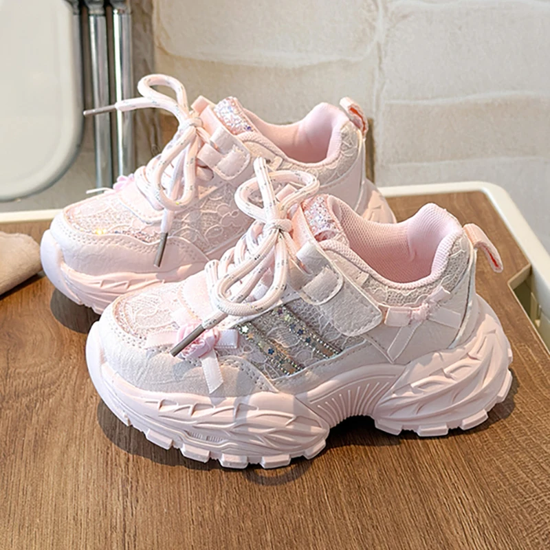 

Спортивная обувь из искусственной кожи для девочек, модные детские кроссовки в корейском стиле, легкие нескользящие детские кроссовки для бега