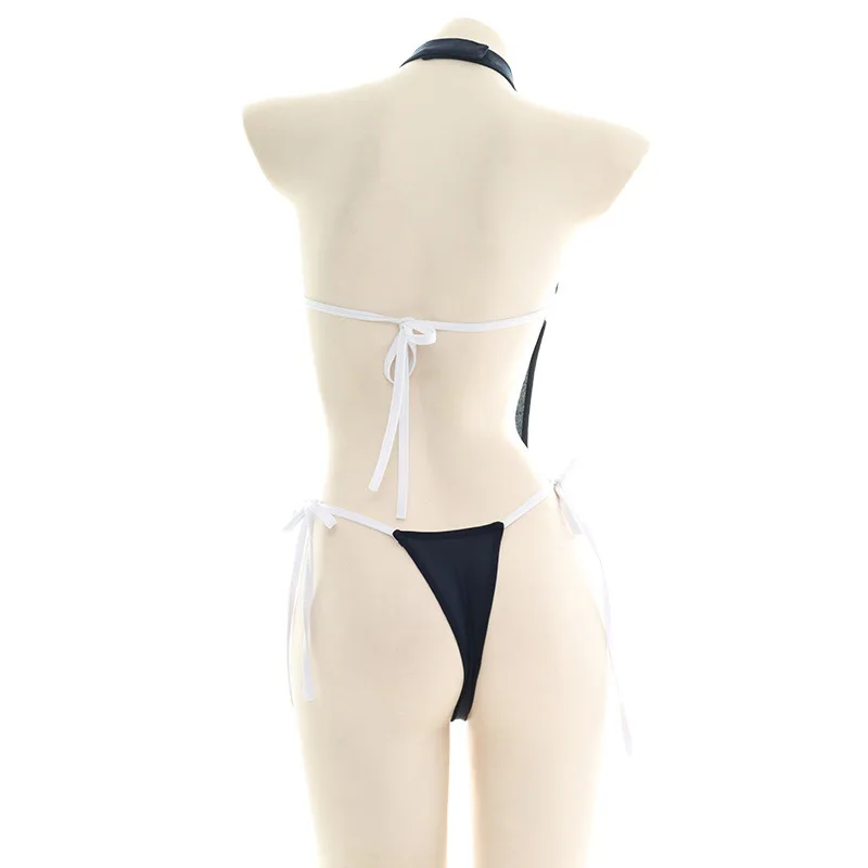 Sexy Mesh See Through One Piece Swimsuit Solid Amine Bandage Backless Swimwear Women Push Up Bikini Japanese Girls Bathing Suit