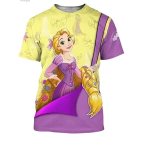 Disney Männer und Frauen Cartoons 3D-T-Shirt, Rapunzel Tangled, Purple Muster, Mode, Freizeit, Kinder 12 Hauptverkäufe Rapunzel Bluse - №12