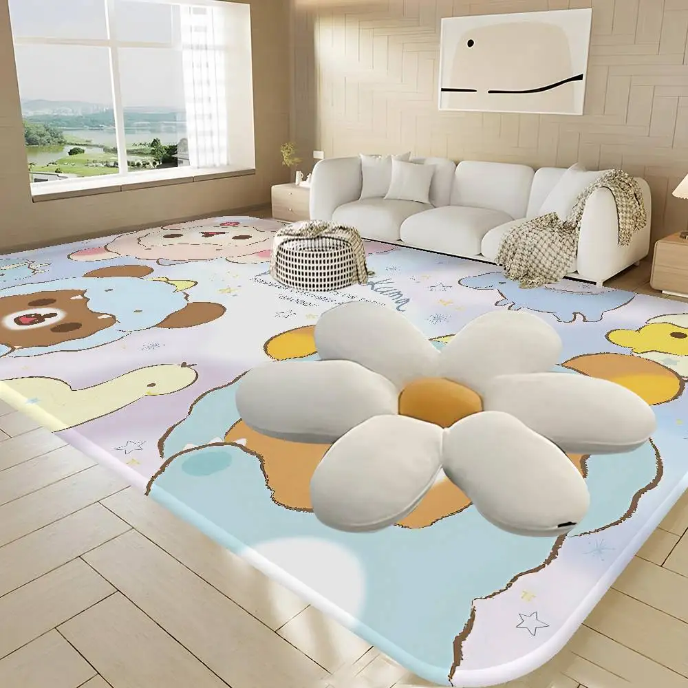 Cartoon Kawaii Anime R-Rilakkuma Entrance Door Mat Washable Non-Slip Living Room Sofa Chairs Area Mat Kitchen Welcome Doormat