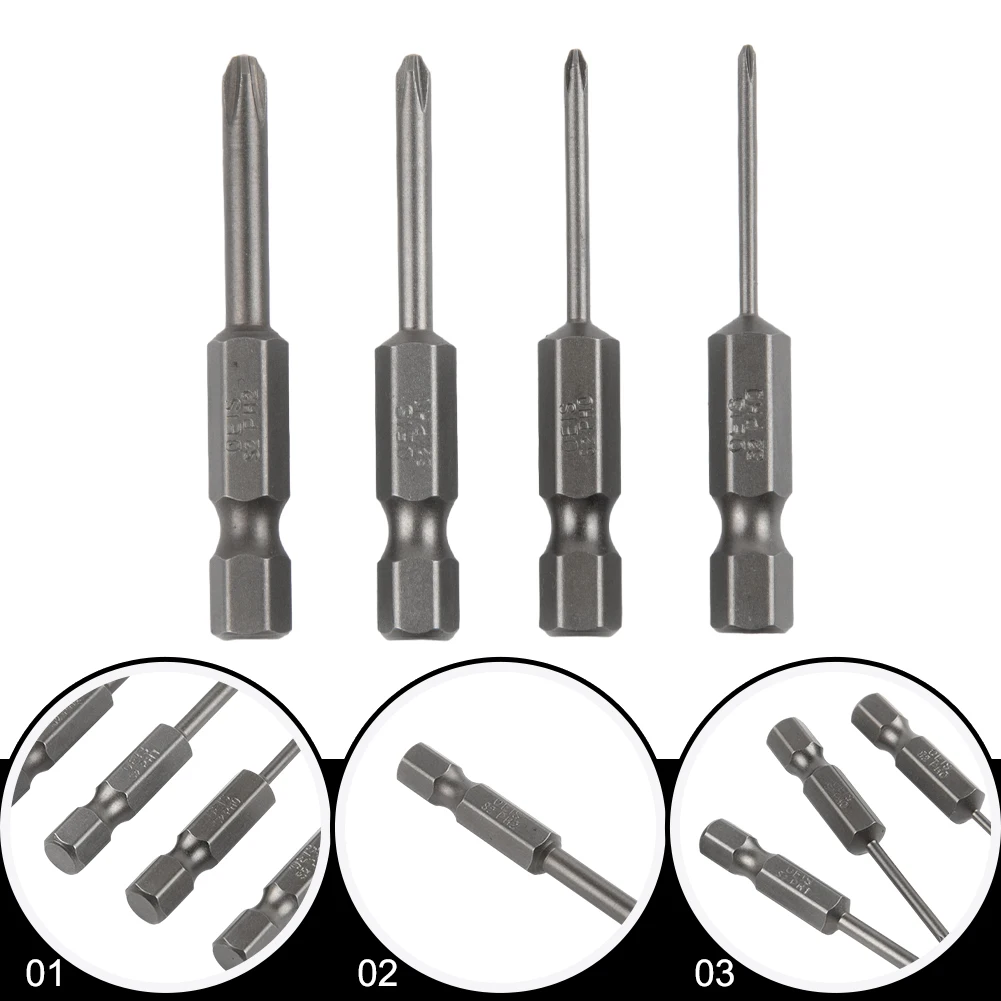 4pcs PH00 PH1 PH2 50mm Hex Shank Cross Screwdriver Bits Alloy Steel Magnetic Bits For Electric Driver Repair Appliances Tools