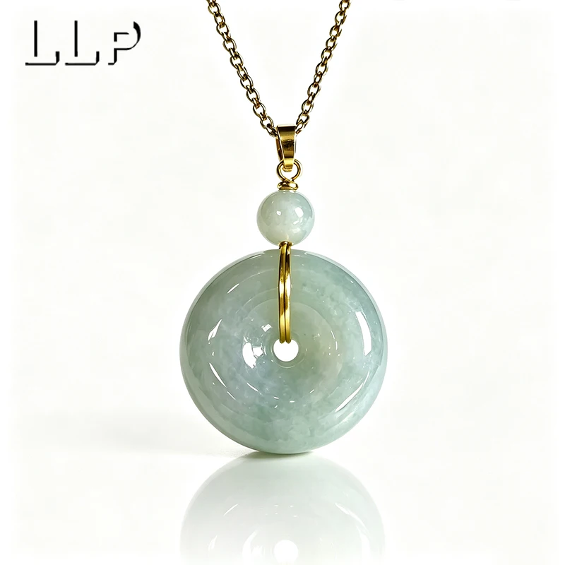 Natürlicher Myanmar-Jade-Friedensanhänger mit S925-Silber-Verschluss, ein Glücksbringer für viel Glück, geeignet als Geschenk für Frauen zum Tragen. – Detail 4