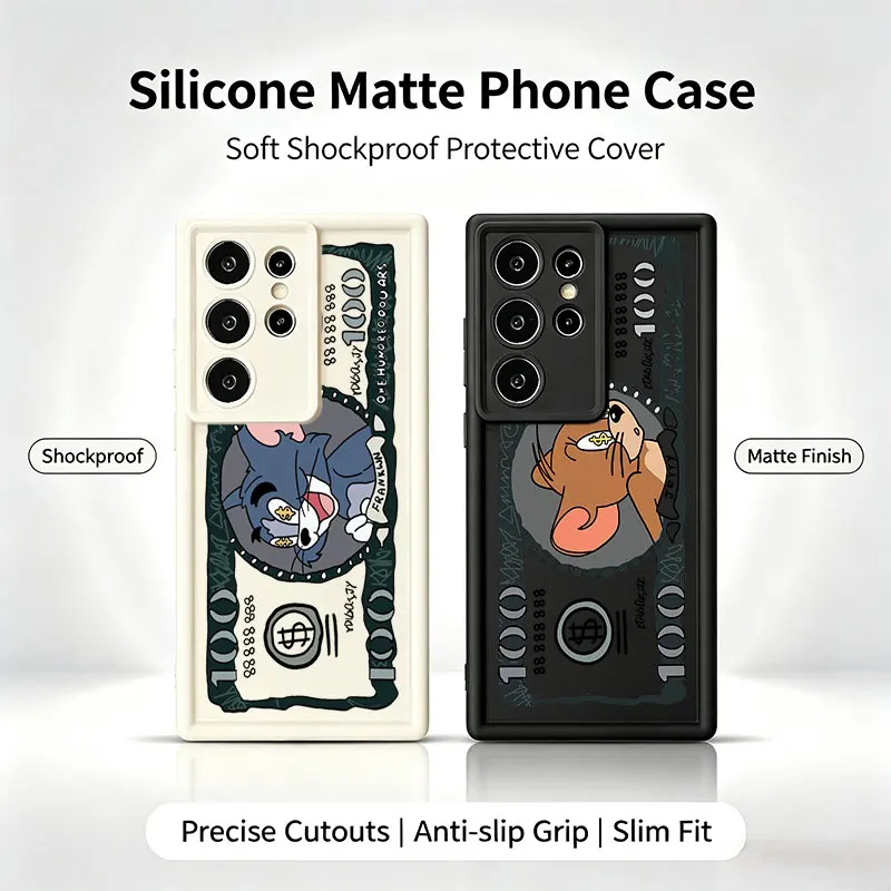 Tom and Jerry Cute Silicone Phone Case For  Samsung Galaxy S26 S25 S24 S23 S22 Ultra Plus S21 S20 FE Shockproof Cover