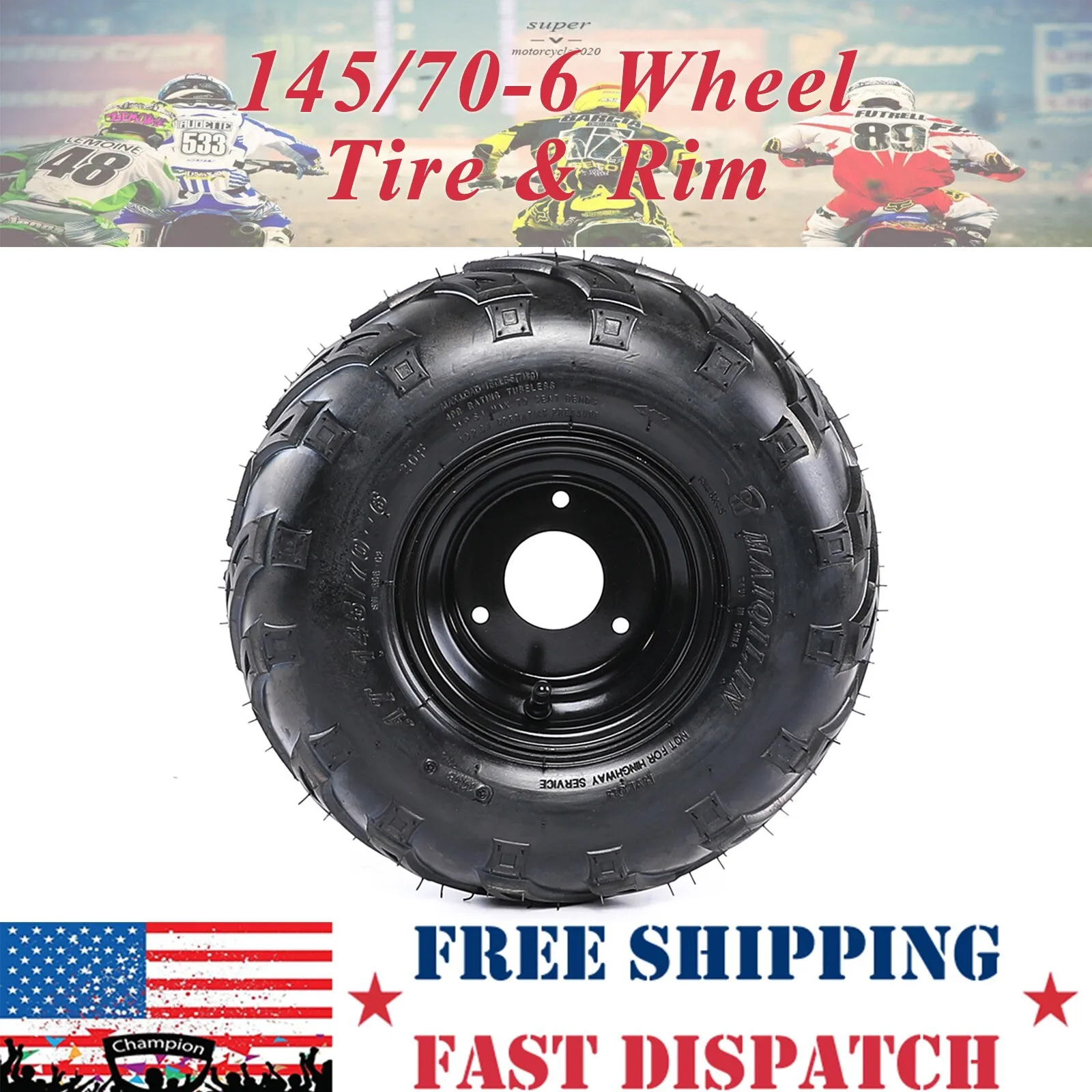 

Шина и колесный диск 145/70-6 для квадроцикла, картинга, багги, мини-байка