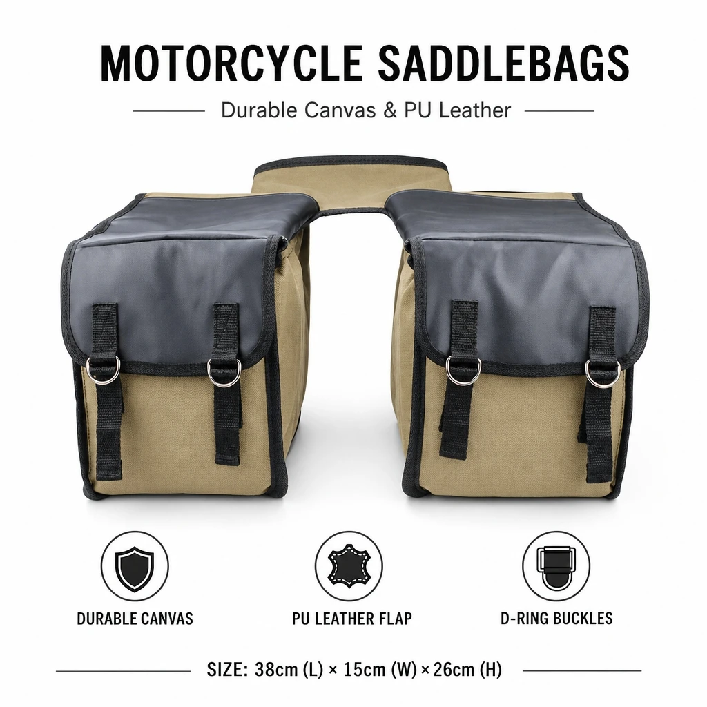 Motorcycle Saddle Bag Canvas Side Storage Bag Waterproof Universal Luggage Bag For Motorbike Scooter Bicycle Travel Tool Bag
