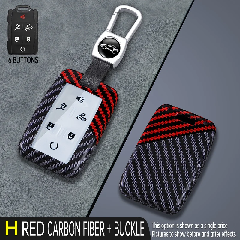 Carbon Fiber Car Key Cover Case Shell for GMC Yukon XL Sierra Terrain Acadia for Chevrolet Tahoe 2015 2016 2017 2018 2019 2020