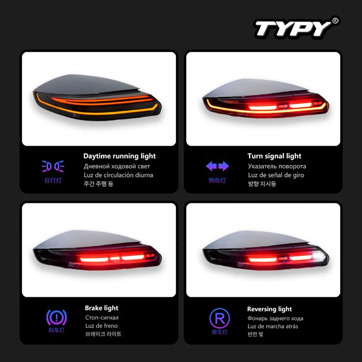 TYPY lampu sein dinamis LED baru modifikasi Upgrade Aksesori otomatis untuk Porsche Panamera 970.2 2014-2016 lampu belakang