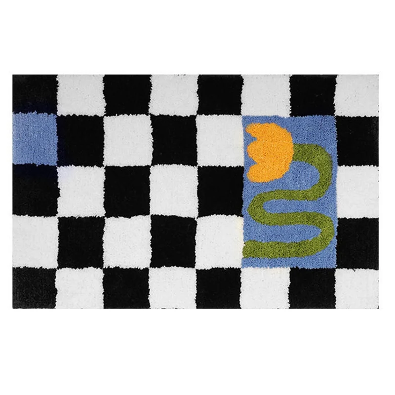 

M14K-Цветочные коврики для ванной, мягкие плюшевые клетчатые сетки, мягкий цветочный ковер для ванной комнаты, прикроватный ковер, декор, противоскользящий напольный коврик