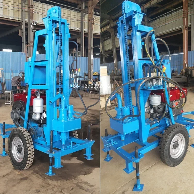 100 Meter Hydraulic Portable Diesel Engine Track-type Water Well Drilling Rig Machine  Mounted Water Well Drilling Rig