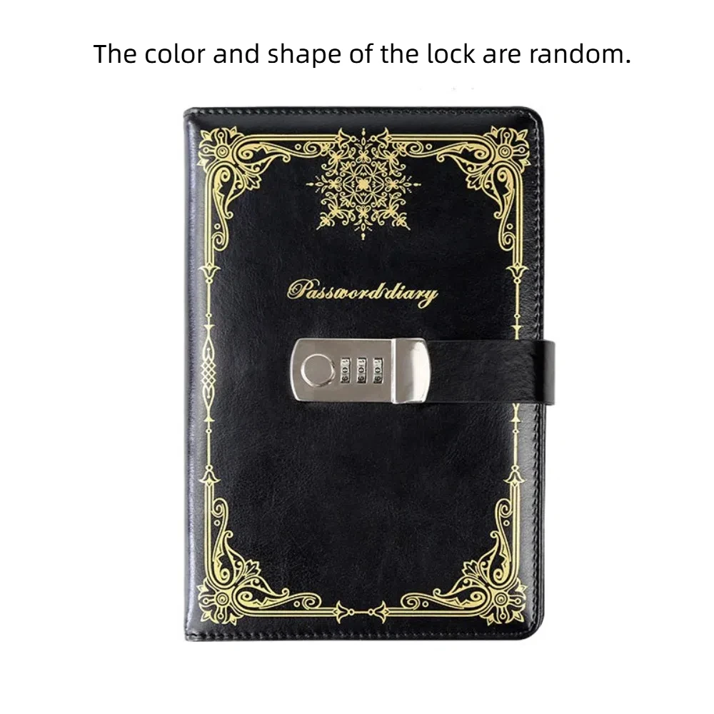 PU Leather Journal Notebook With Lock A5 100Sheets Hard Cover Diary Writing Pads Line Paper Retro Lockable Secrets Journal Work