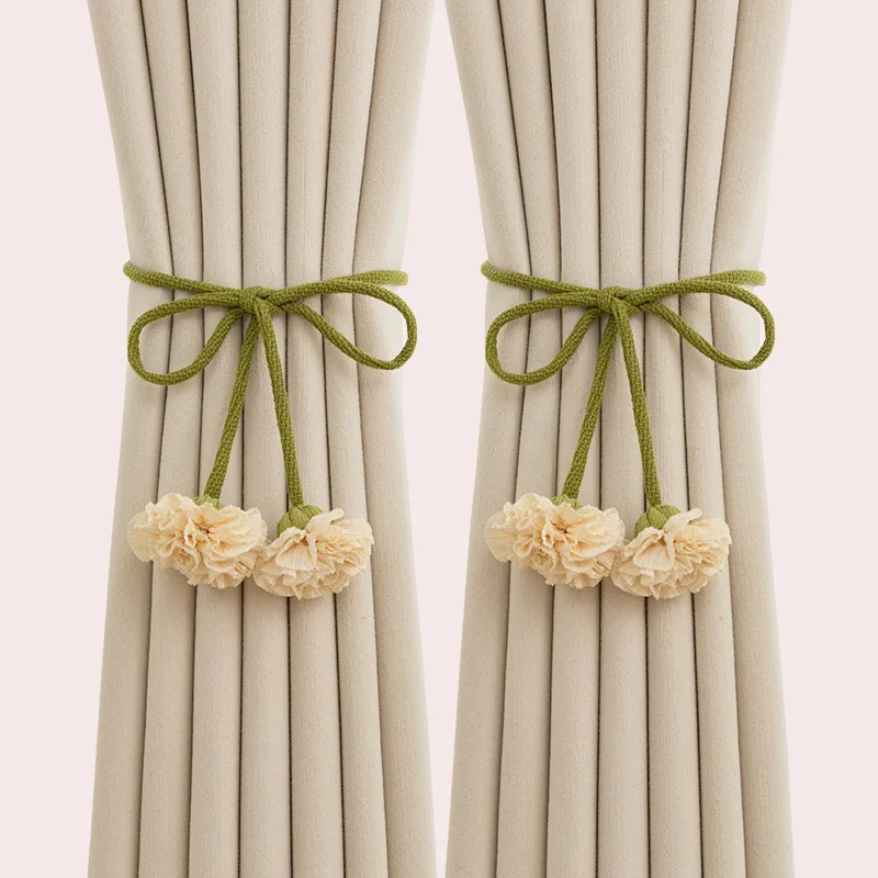 

2PCS.Adjustable Creative Flower Curtain Tiebacks, Punch-Free Minimalist Holders,Non-Slip Straps for Sheer Curtains