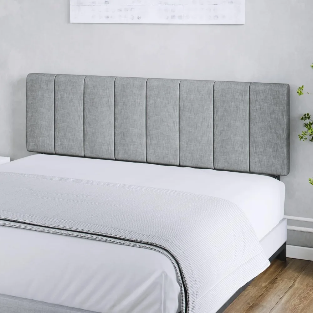 Vertical Channel-Tufted Mid-Rise Upholstered Headboard, Wall or Bed Frame Mount - King or California King