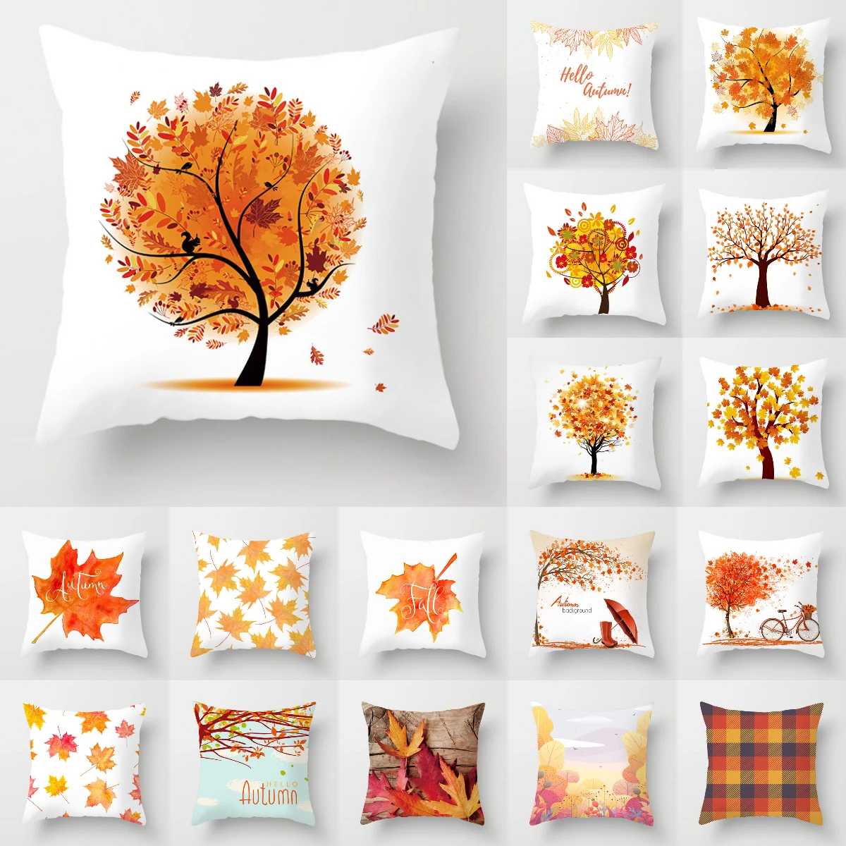 New Gold Red Autumn Maple Leaves Cushion Cover Hand Painted Modern Art Decorative Throw Pillows Nordic Simple Couch Pillows Case