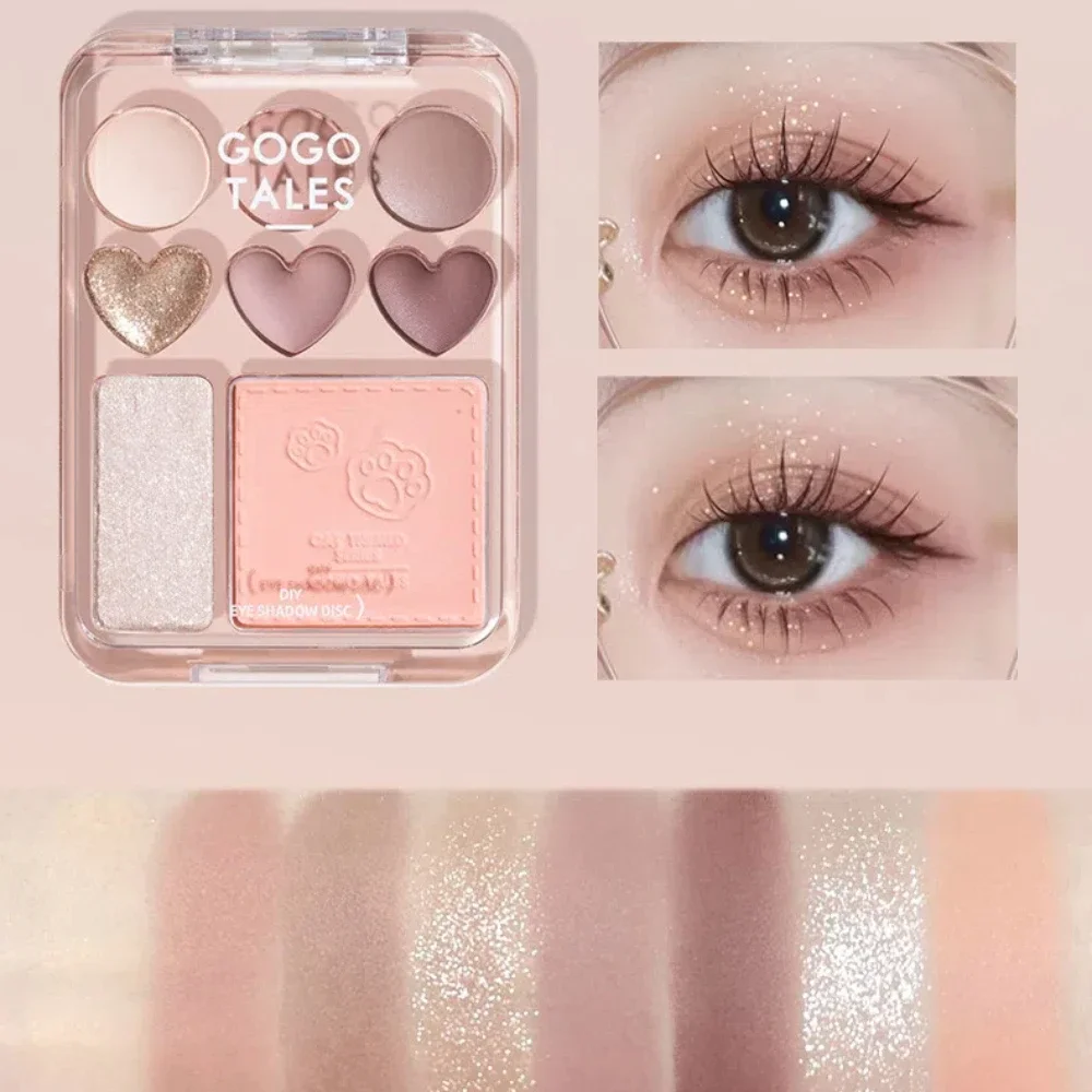 Gogotales Love Eye Shadow Plate Purple Peach Blush Cheek Tint Shimmer Eyeshadow Long Lasting Highlighter Girl Makeup Pallete