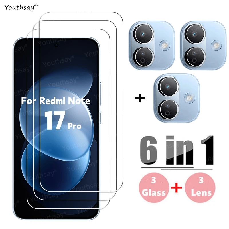 6in1 Glas für Redmi Note 17 Pro 5G Panzerglas Xiaomi Redmi Note 17 Pro Displayschutzfolie Handy-Objektivschutzfolie Redmi Note 17 Pro