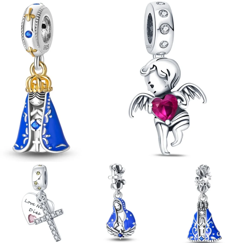 Hot Sale Fashion 925 Sterling Silver Angel Religious Belief Charms Pendant Beads Fit Original Pandora Bracelets DIY Jewelry Gift