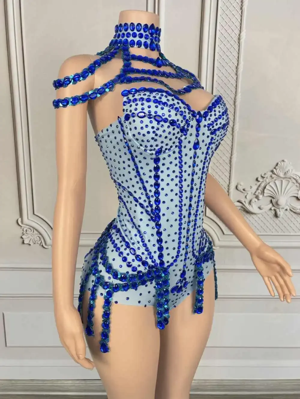 Sexy Show Performance Dance Costume Sparkly Rhinestones Fringes Bodysuit for Women Nightclub Outfit Singer Dancer Stage Wear