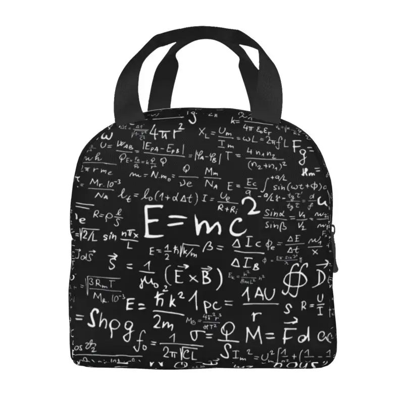 Physics Equations Insulated Lunch Tote Bag for Geek Science Math Resuable Thermal Cooler Food Lunch Box Kids School