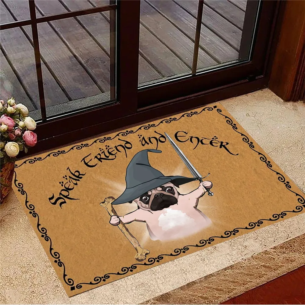 HXAnimal Doormats Poodle Speak Friend and Enter Doormat Dog Gandalf Indoor Flannel Carpets Floor Mats Gift for Dog Lovers