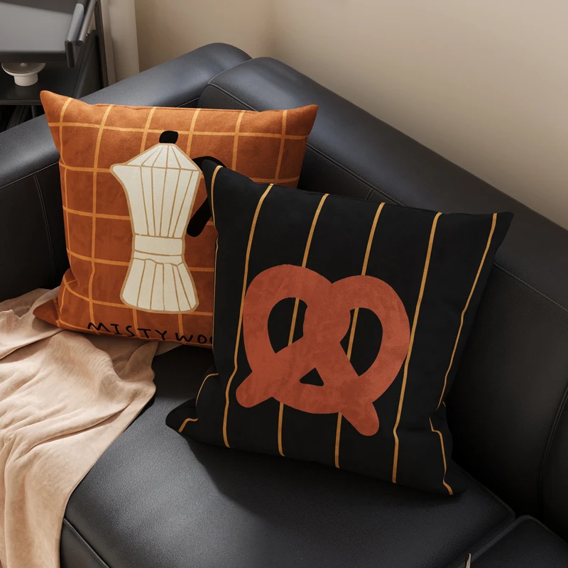 Retro Simple Living Room Sofa Pillowcase High-End Feeling Backrest Cushion Bedroom Core Included Homestay Decoration Waist Cu...