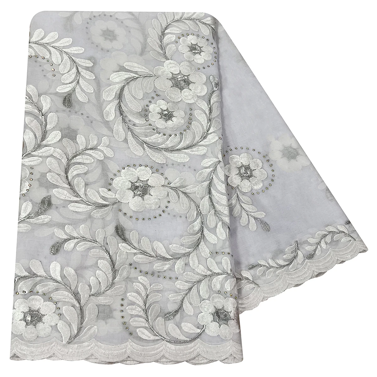 100% Cotton Fabric Rayon Cotton Thread Eembroidered Scarf Dubai Excellent Style African Women Hijab Muslim Scarf High Quality