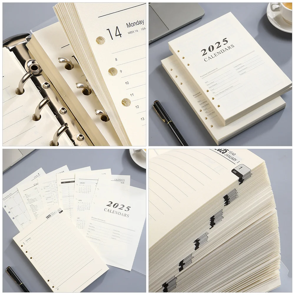 2 Sets 2025 Loose Leaf Paper 6-holes Notebook Refills Inner A5 Planner Inserts The